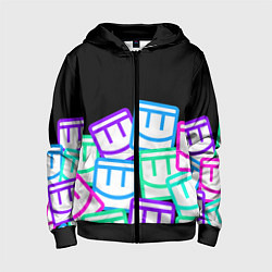 Толстовка на молнии детская Разноцветные лого REC ROOM, цвет: 3D-черный