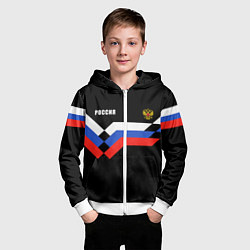 Толстовка на молнии детская РОССИЯ ТРИКОЛОР ЛИНИИ, цвет: 3D-белый — фото 2