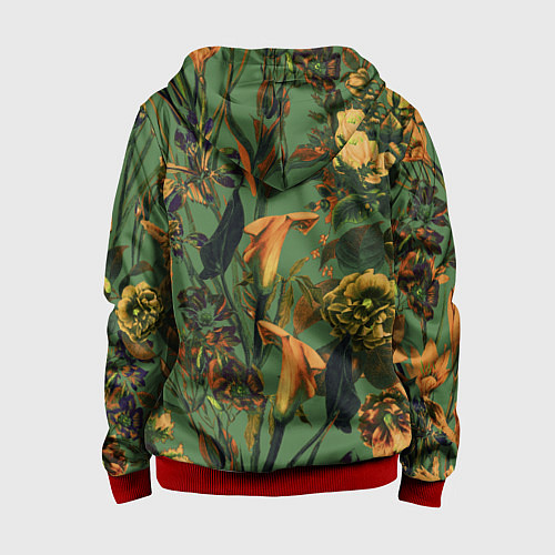 Детская толстовка на молнии Цветы Оранжевые / 3D-Красный – фото 2