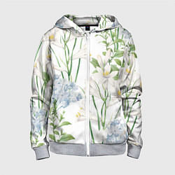 Толстовка на молнии детская Цветы Утонченные и Яркие, цвет: 3D-меланж