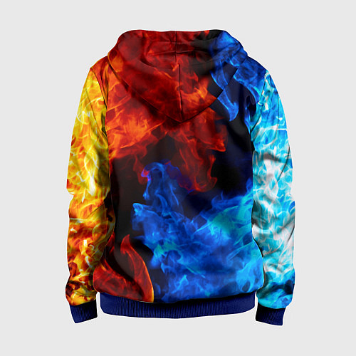 Детская толстовка на молнии Огонь - Вода Инь - Янь / 3D-Синий – фото 2