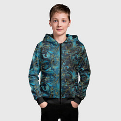 Толстовка на молнии детская Blue Abstract Узоры, цвет: 3D-черный — фото 2