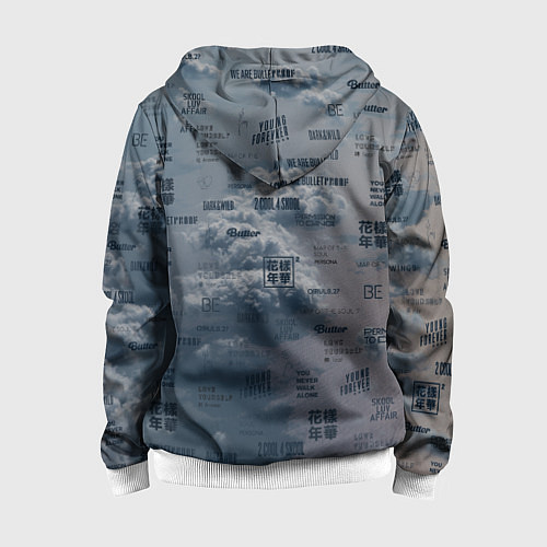 Детская толстовка на молнии BTS Дискография / 3D-Белый – фото 2