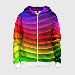 Толстовка на молнии детская Color line neon pattern Abstraction Summer 2023, цвет: 3D-белый