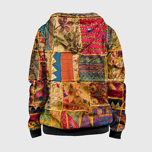 Детская толстовка на молнии Пэчворк Лоскутное одеяло Patchwork Quilt / 3D-Черный – фото 2