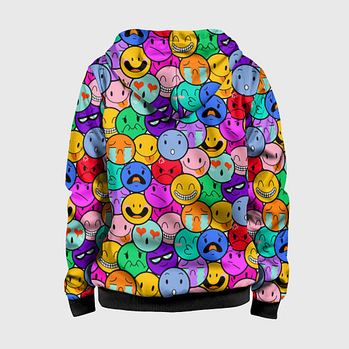 Детская толстовка на молнии Sticker bombing смайлы маленькие / 3D-Черный – фото 2