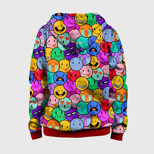 Детская толстовка на молнии Sticker bombing смайлы маленькие / 3D-Красный – фото 2