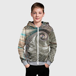 Толстовка на молнии детская Fractal pattern Spiral Серебристый фрактал спираль, цвет: 3D-меланж — фото 2