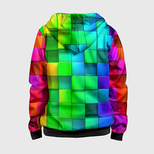 Детская толстовка на молнии РАЗНОЦВЕТНЫЕ КУБИКИ MULTICOLORED CUBES / 3D-Черный – фото 2