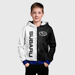Толстовка на молнии детская СУБАРУ - SUBARU ЧЕРНО БЕЛЫЕ БРЫЗГИ КРАСКА, цвет: 3D-синий — фото 2