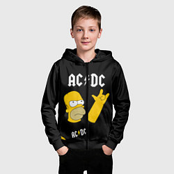 Толстовка на молнии детская AC DC ГОМЕР СИМПСОН SIMPSONS, цвет: 3D-черный — фото 2