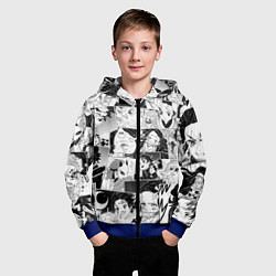 Толстовка на молнии детская Клинок рассекающий демонов паттерн, цвет: 3D-синий — фото 2