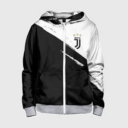 Толстовка на молнии детская Juventus маленькое лого, цвет: 3D-меланж
