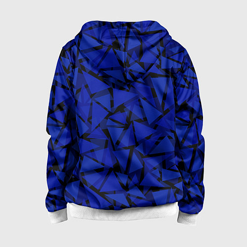 Детская толстовка на молнии Синие треугольники-геометрический узор / 3D-Белый – фото 2