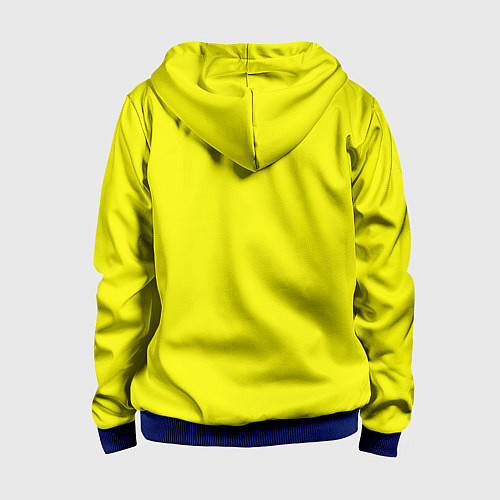 Детская толстовка на молнии Однотонный неоновый лимонный желтый тон / 3D-Синий – фото 2