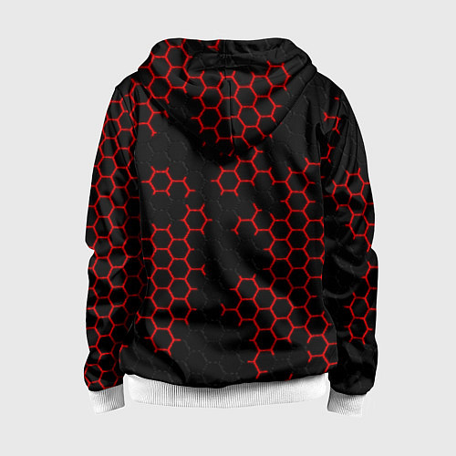 Детская толстовка на молнии НАНОКОСТЮМ Black and Red Hexagon Гексагоны / 3D-Белый – фото 2