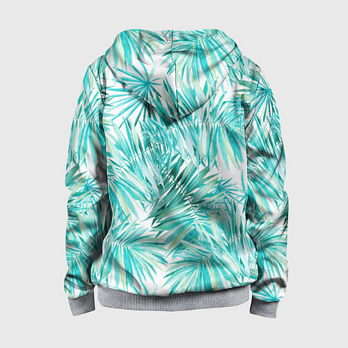 Детская толстовка на молнии Листья Пальмы Нарисованные Акварелью / 3D-Меланж – фото 2
