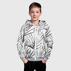 Толстовка на молнии детская Монохромные Листья Пальм, цвет: 3D-меланж — фото 2