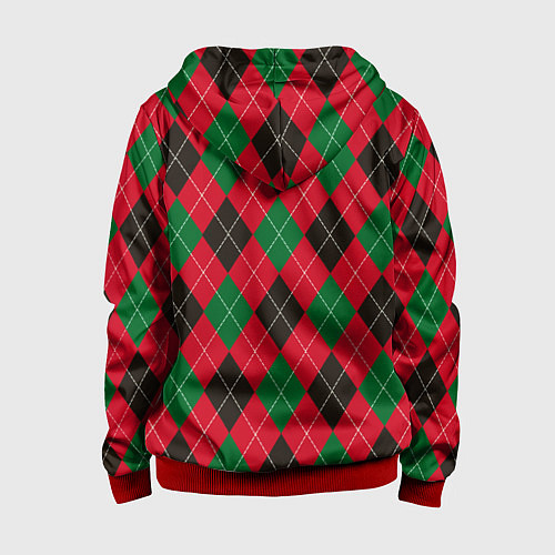 Детская толстовка на молнии Классический аргайл / 3D-Красный – фото 2