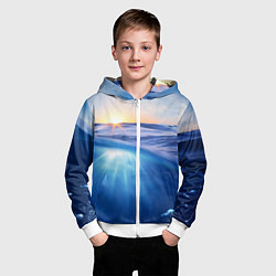 Толстовка на молнии детская Грань между небом и водой, цвет: 3D-белый — фото 2