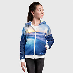 Толстовка на молнии детская Грань между небом и водой, цвет: 3D-белый — фото 2