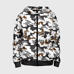 Толстовка на молнии детская Камуфляж Чёрно-Белый Camouflage Black-White, цвет: 3D-черный