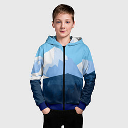 Толстовка на молнии детская Горы, лес, канатная дорога, цвет: 3D-синий — фото 2