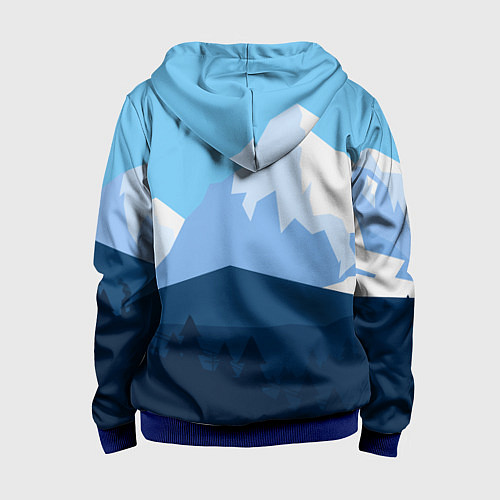 Детская толстовка на молнии Горы, лес, канатная дорога / 3D-Синий – фото 2