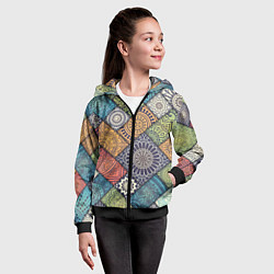 Толстовка на молнии детская Мандала орнамент, цвет: 3D-черный — фото 2