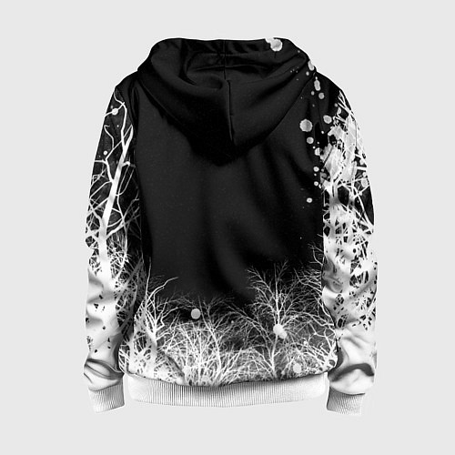 Детская толстовка на молнии Белый Неон над лесом White Neon / 3D-Белый – фото 2