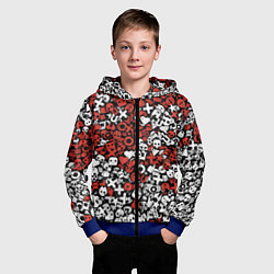 Толстовка на молнии детская Красно-белые знаки LDR, цвет: 3D-синий — фото 2
