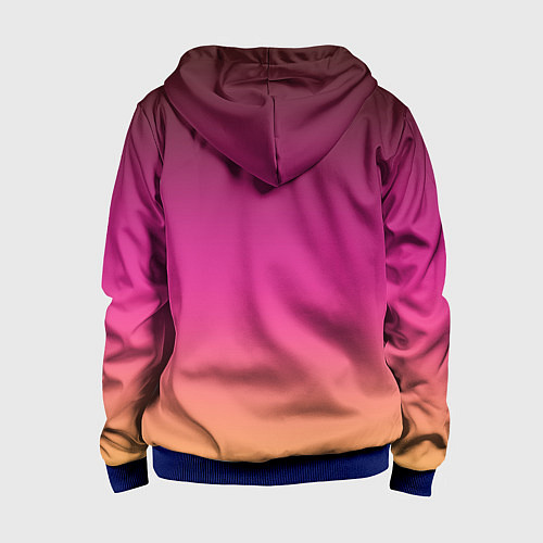 Детская толстовка на молнии Оранжево-пурпурный градиент / 3D-Синий – фото 2