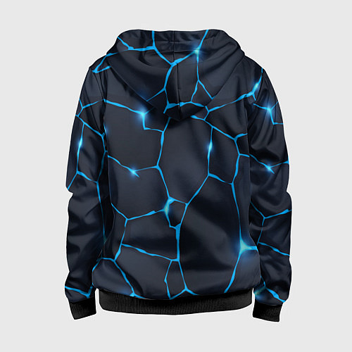 Детская толстовка на молнии Синие разломы / 3D-Черный – фото 2