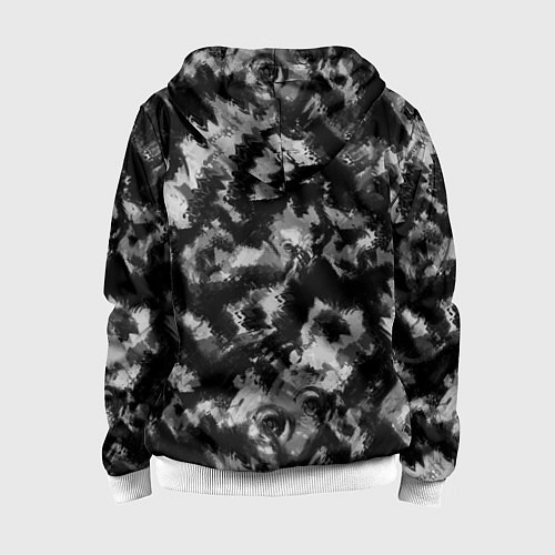 Детская толстовка на молнии Черно-белый абстрактный камуфляж / 3D-Белый – фото 2