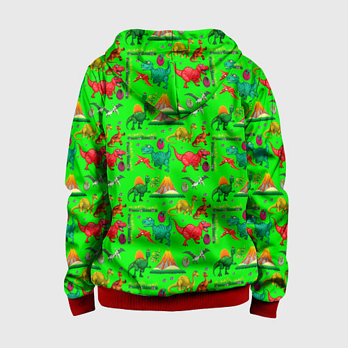 Детская толстовка на молнии TEXTURE WITH DINOSAURS / 3D-Красный – фото 2