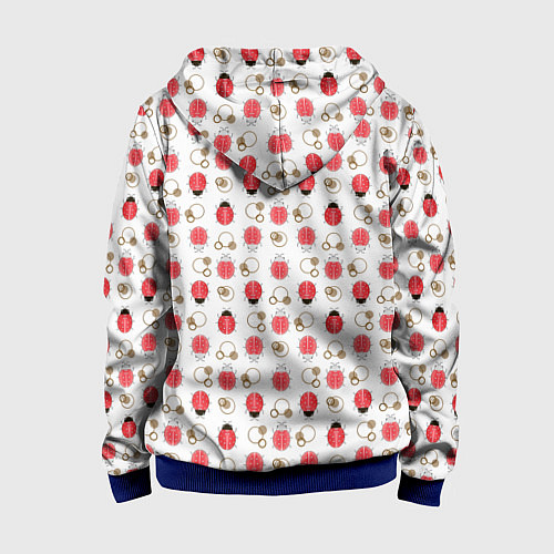 Детская толстовка на молнии Забавные Божьи коровки на белом фоне / 3D-Синий – фото 2