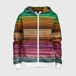 Толстовка на молнии детская Multicolored thin stripes Разноцветные полосы, цвет: 3D-белый