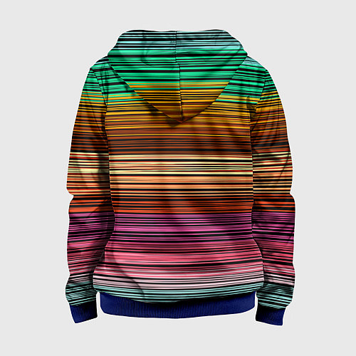 Детская толстовка на молнии Multicolored thin stripes Разноцветные полосы / 3D-Синий – фото 2