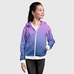 Толстовка на молнии детская PINK-BLUE GRADIENT ГРАДИЕНТ, цвет: 3D-белый — фото 2