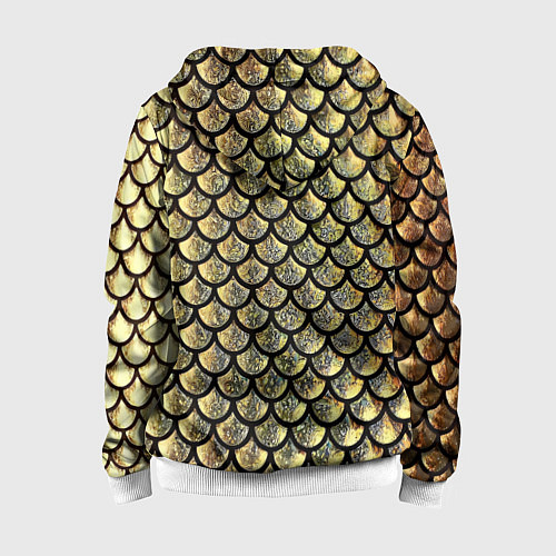 Детская толстовка на молнии Чешуя золотая / 3D-Белый – фото 2
