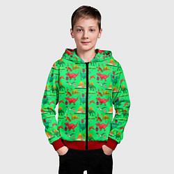 Толстовка на молнии детская DINOSAURS OF THE JURASSIC PERIOD, цвет: 3D-красный — фото 2