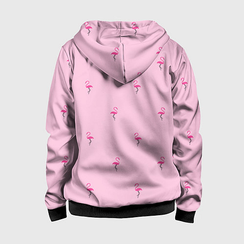 Детская толстовка на молнии Фламинго на розовом фоне / 3D-Черный – фото 2