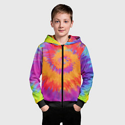Толстовка на молнии детская Тай дай в радуге, цвет: 3D-черный — фото 2