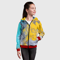 Толстовка на молнии детская Извержение Красок, цвет: 3D-красный — фото 2