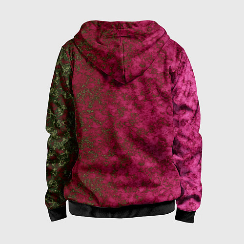 Детская толстовка на молнии Мраморная красная текстура камня red marble / 3D-Черный – фото 2