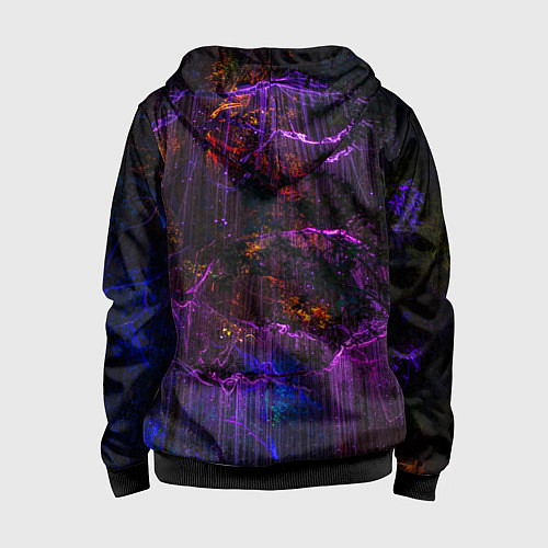 Детская толстовка на молнии Неоновые лучи и листья - Фиолетовый / 3D-Черный – фото 2