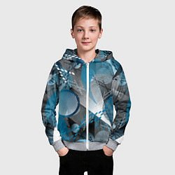 Толстовка на молнии детская Абстрактный серо-синий принт, цвет: 3D-меланж — фото 2