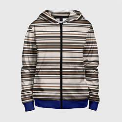 Детская толстовка на молнии Горизонтальные коричневые бежевые черные полосы