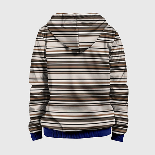 Детская толстовка на молнии Горизонтальные коричневые бежевые черные полосы / 3D-Синий – фото 2