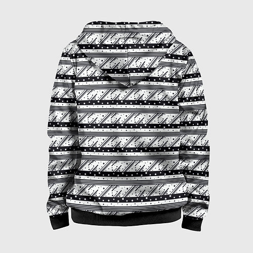 Детская толстовка на молнии Черные и белые полосы и звезды / 3D-Черный – фото 2